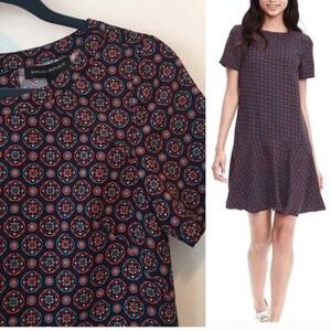 Banana Republic Foulard Print Flounce Dress Short Sleeve mini flare Size 2